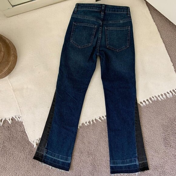 NWT French Connection Split Tone Raw Hem Flare Jeans Size 0 - Picture 9 of 12